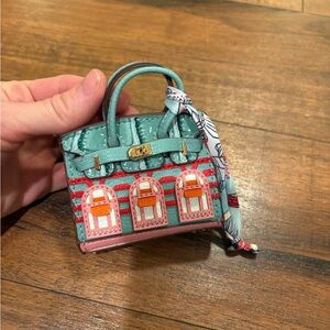 Turquoise Teal Birkin Faubourg inspired mini handbag purse charm NEW